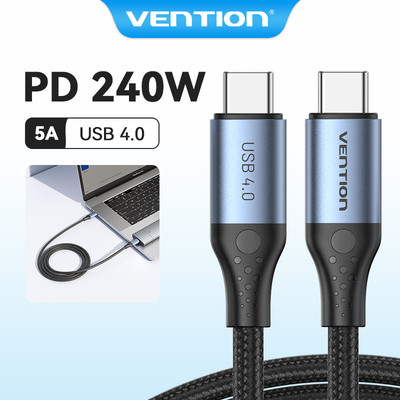 Cáp Type C Vention PD 240w USB 4,0 Tốc độ nhanh 40Gbps Hỗ trợ HDMI 8k 60hz USB Cho Máy Tính / Laptop