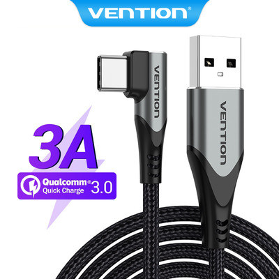 Cáp 3A Sạc Truyền Dữ Liệu Vention 480Mbps Type C USB-C Bẻ Góc Vuông 90 Độ Tốc Độ Cao