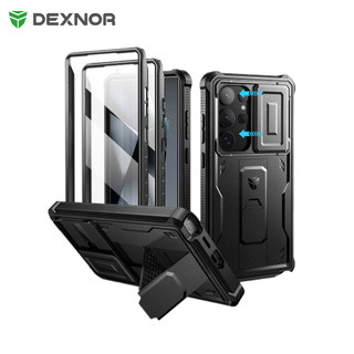 Dexnor cho Samsung Galaxy S24 Ultra Ốp lưng có nắp máy ảnh trượt Vỏ chắc chắn chống sốc Vỏ bảo vệ toàn thân Chân đế có bảo vệ màn hình tích hợp