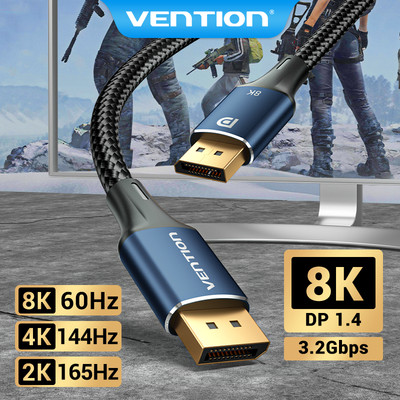 Cáp DP 1.4 Vention DP mạ vàng 8K 60hz 1080p 240hz tốc độ làm mới cao hỗ trợ độ phân giải HDR 8K HD