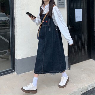 NZN Váy dây đeo denim dễ thương phiên bản Hàn Quốc của váy dáng rộng mới cho mùa xuân 2024