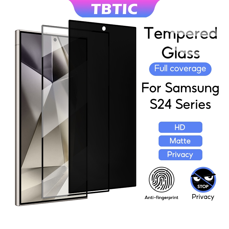 TBTIC Cho Samsung S24 Ultra Plus Bảo Vệ Màn Hình Mờ Riêng Tư Kính Cường Lực Bảo Vệ Toàn Diện Hỗ Trợ Mở Khóa Vân Tay HD 9H Độ Cứng Chất Lượng Cao