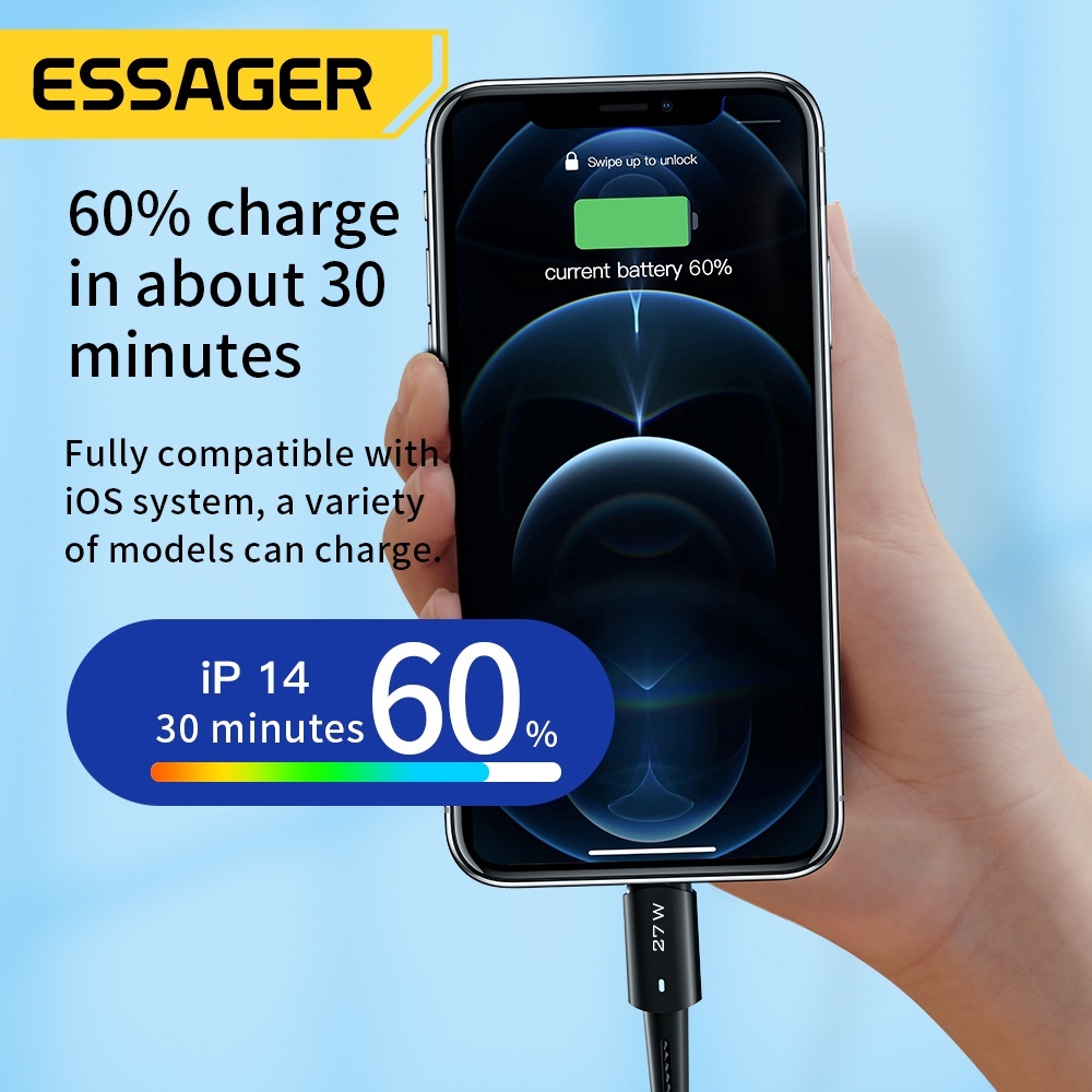 Essager 27w PD USB c sang Lcáp sạc nhanh cho ip Type c cho dây | BigBuy360 - bigbuy360.vn