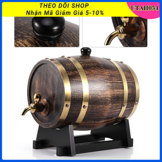 Thùng gỗ đựng rượu vang 3L Phong Cách Retro Có Vòi Nước