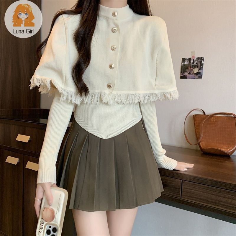 áo len nữ Bao gồm áo lót Trông gầy gò. Áo len dài tay áo choàng hai mảnh áo len .