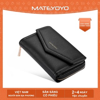 Ví MATEYOYO chất liệu da thiết kế khóa kéo xinh xắn thời trang đa dụng cho nữ