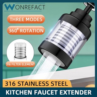 360° Bộ mở rộng vòi xoay 3 chế độ Vòi bếp Vòi phun Vòi phun tiết kiệm nước đa năng Phụ kiện vòi bằng thép không gỉ Phần tử lọc có thể tháo rời