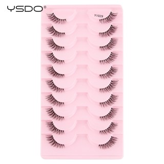 Ysdo natuarl nửa mi 10 cặp transperant band wispy lông mi giả mềm 3d mắt mèo nối mi
