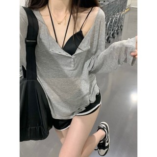 Áo Thun Tay Dài Cho Nữ Dáng Rộng Phong Cách Hàn Quốc Thời Trang Đơn Giản Dễ Dàng Để Phù Hợp