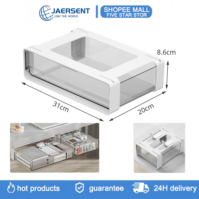  JAERSENT Hộp đựng ngăn kéo âm bàn  đa năng không cần khoan lỗ Hộp ngăn kéo bằng nhựa ABS để đựng đồ dưới bàn làm việc 