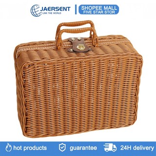 JAERSENT Làn mây tế( vali mây tế) làn giỏ picnic làn chụp ảnh mây tre đan 30*21*12cm