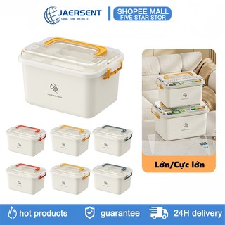 JAERSENT Hộp đựng thuốc y tế 2 tầng - đựng chia thuốc gia đình ( Hộp đựng cứu thương phân loại thuốc tiện lợi )