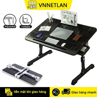 Bàn học gấp gọn thông minh VNNETLAN có khe cắm máy tính bảng và ngăn kéo sạc USB đa năng tiện dụng