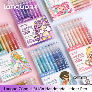 Languo 99 màu Bút gel Thanh toán chung Morandi tím muối biển xanh Công suất lớn Màu Morandi để vẽ tranh