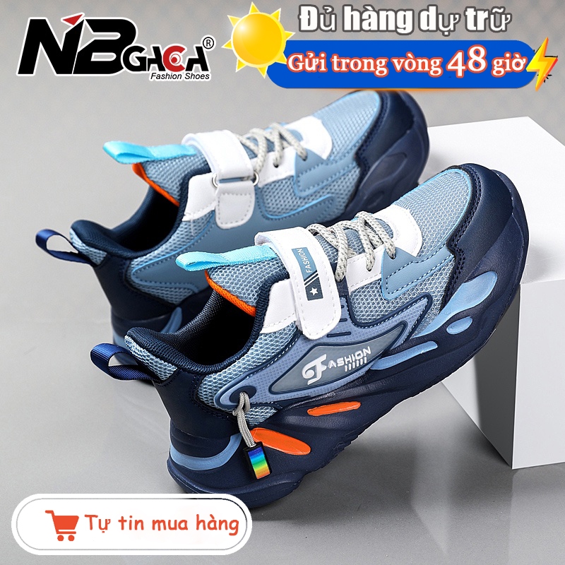 Giày Thể Thao Phối Lưới Thoáng Khí Thời Trang 2023 Cho Bé Trai 5-18 Tuổi