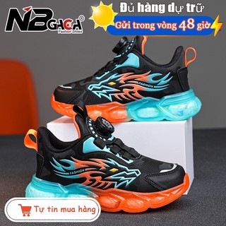 Giày Thể Thao Da Chống Trượt Trọng Lượng Nhẹ In Họa Tiết Ngọn Lửa Thời Trang Mới 2024 Cho Bé Trai Size 28-39