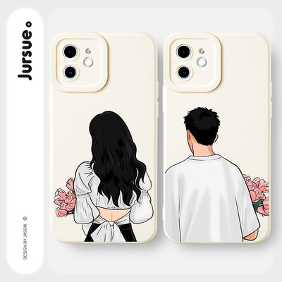Ốp lưng JURSUE mềm cặp đôi dễ thương đẹp độc lạ cho iPhone 17 16 15 14 13 12 11 Pro Max SE 2020 X XR XS ip 8 7 Plus Y4640