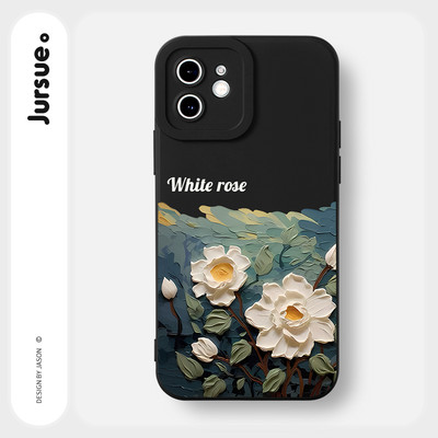 Ốp lưng JURSUE mềm đen dễ thương đẹp độc lạ cho iPhone 17 16 15 14 13 12 11 Pro Max SE 2020 X XR XS ip 8 7 Plus Y4656
