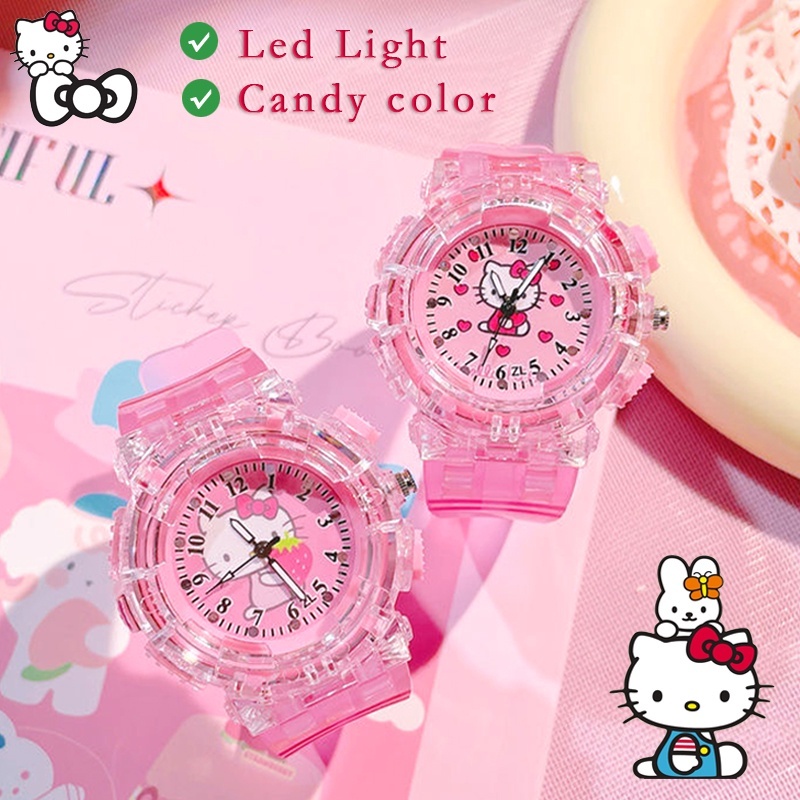 Dễ Thương Đồng Hồ Đeo Tay Kỹ Thuật Số Có Đèn led Hình hello kitty Nhiều Màu Sắc Chất Lượng Cao Cho Bé