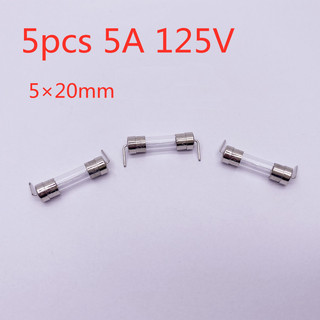5 chiếc 5 × 20mm 5a 125v 5 * 20 5a125v cầu chì thủy tinh có chân 125v5a