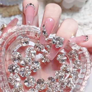 Túi 5 viên đá trang trí móng tay UR SUGAR màu trong suốt hình trái tim ngôi sao nghệ thuật