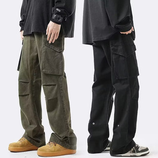  Quần chở hàng nam Quần ống rộng Quần ống rộng Hip Hop Harajuku Dạo phố Nam Quần cắt thẳng Quần Sweatpant Thời trang Hàn Quốc Quần thẳng thông gió cho nam