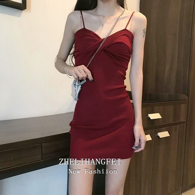 Đầm hai dây ZHELIHANGFEI phong cách hepburn Pháp gợi cảm thời trang mùa hè 2022 cho nữ