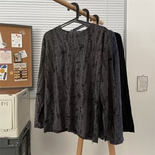 Rách Rỗng Rỗng Rỗng Dài Tay Áo Thun Nam M-3XL Xuân Thu Mỹ Retro Cao Cấp Áo Hợp Thời Trang Bên Trong Đáy Áo Sơ Mi