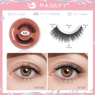 Cặp lông mi giả MAGEFY 3D mềm mại sợi cong tơi có thể tái sử dụng thời trang