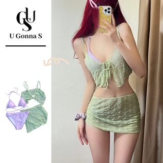 U Gonna S Bikini Bộ Đồ Bơi Đi Biển Nữ Gợi Cảm Đẩy Lên Đệm 4 Mảnh 2024 Phong Cách Mới Có Che Cổ Chữ V Không Tay Cao Cấp Thời Trang Dễ Thương Co Giãn Hàn Quốc