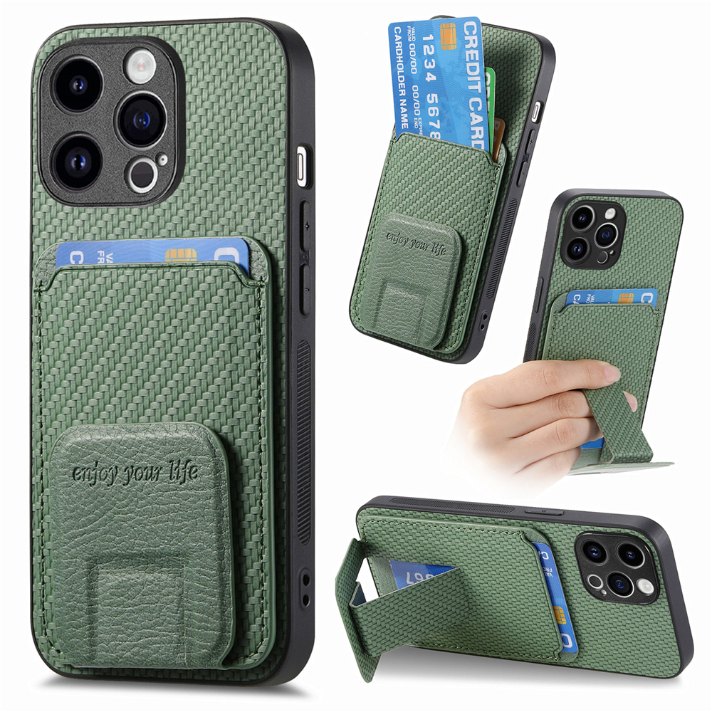Màu xanh lá cây Tương thích cho iPhone 16 15 Pro Max 14 Plus 13 Mini 12 11 XS XR X 8 7 6 6S SE Ốp lưng chống sốc có giá đỡ biến dạng và khe cắm thẻ tín dụng ví