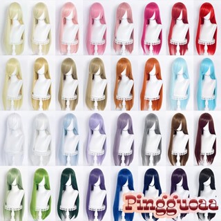  【Manmei 80cm Long Universal Cosplay Wig Bangs Straight Multicolor Modeling Practice Hand Wigs Heat Resistant Synthetic Hair 
