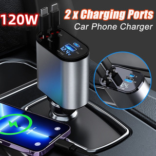 Tẩu Sạc Nhanh ô tô 120W 4-in-1 Bộ sạc xe hơi USB Type-C for Samsung Huawei