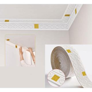 3d Hình Thoi Đúc Giấy Dán Tường 231CM * 14,2CM Đường Cạnh Tường Góc Trang Trí Trần Đường Tự Dính Chống Thấm Nước Viền Tường Váy Miếng Dán