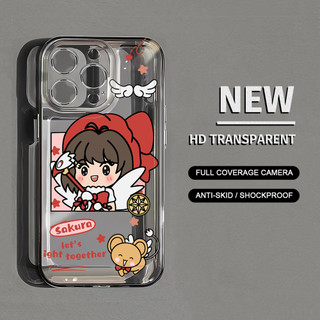 Ốp lưng SAKURA iPhone cho 15 / 14 / 13 / 12 / 11 Promax HD Vỏ mềm hoạt hình trong suốt cho iPhone 7 / 8 Plus / X / XR / Xs Max Cover