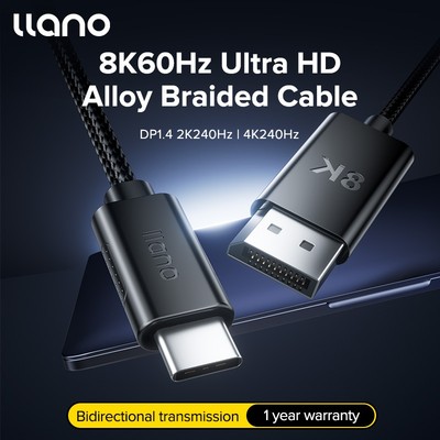 Cáp llano 8K 1.5M Type-C sang DP 1.4 Cáp chuyển đổi hai chiều Cổng hiển thị hai chiều sang Type C HD Cáp chuyển đổi truyền động lẫn nhau cho máy tính xách tay / Màn hình / PC / Switch PS4 PS5