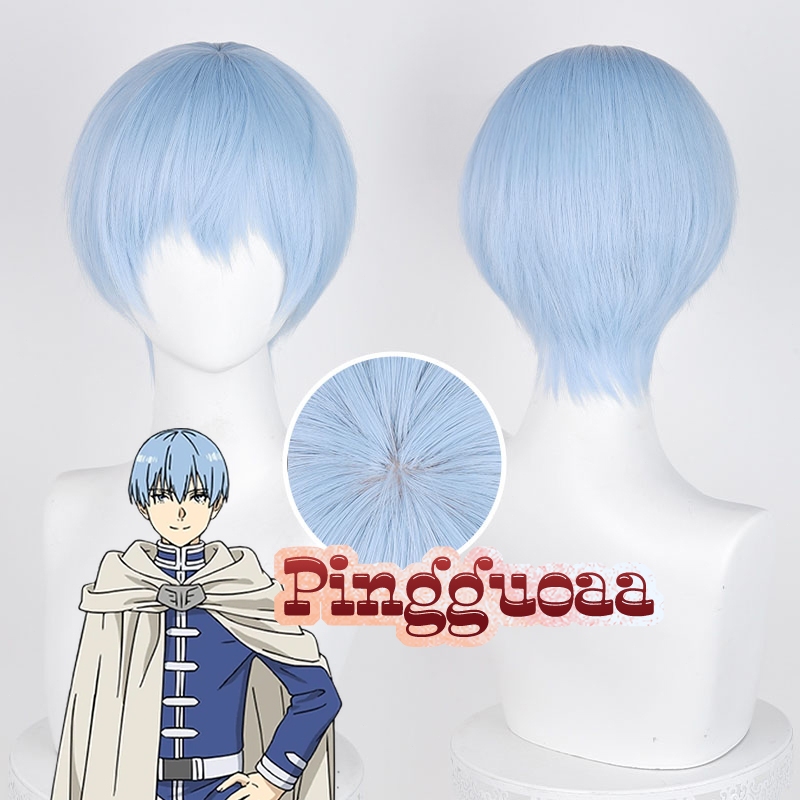 Anime Frieren At The Funeral Himmel Cosplay Wig 30cm Light Blue Short Wigs Heat Resistant Synthetic 