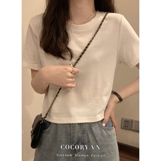 Cocorygirl Áo thun ngắn tay cổ tròn màu trắng Spice Girl mùa hè mới quần áo nữ