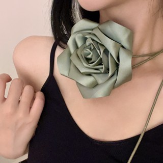 Vòng Cổ choker Vải satin Ba Chiều Đính Hoa Hồng Ba Chiều Thời Trang Cao Cấp Và Sang Trọng