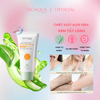 Kem tẩy lông Bioaqua Nha đam dịu nhẹ dành cho da nhạy cảm, an toàn vĩnh viễn, không gây kích ứng và không đau 60g