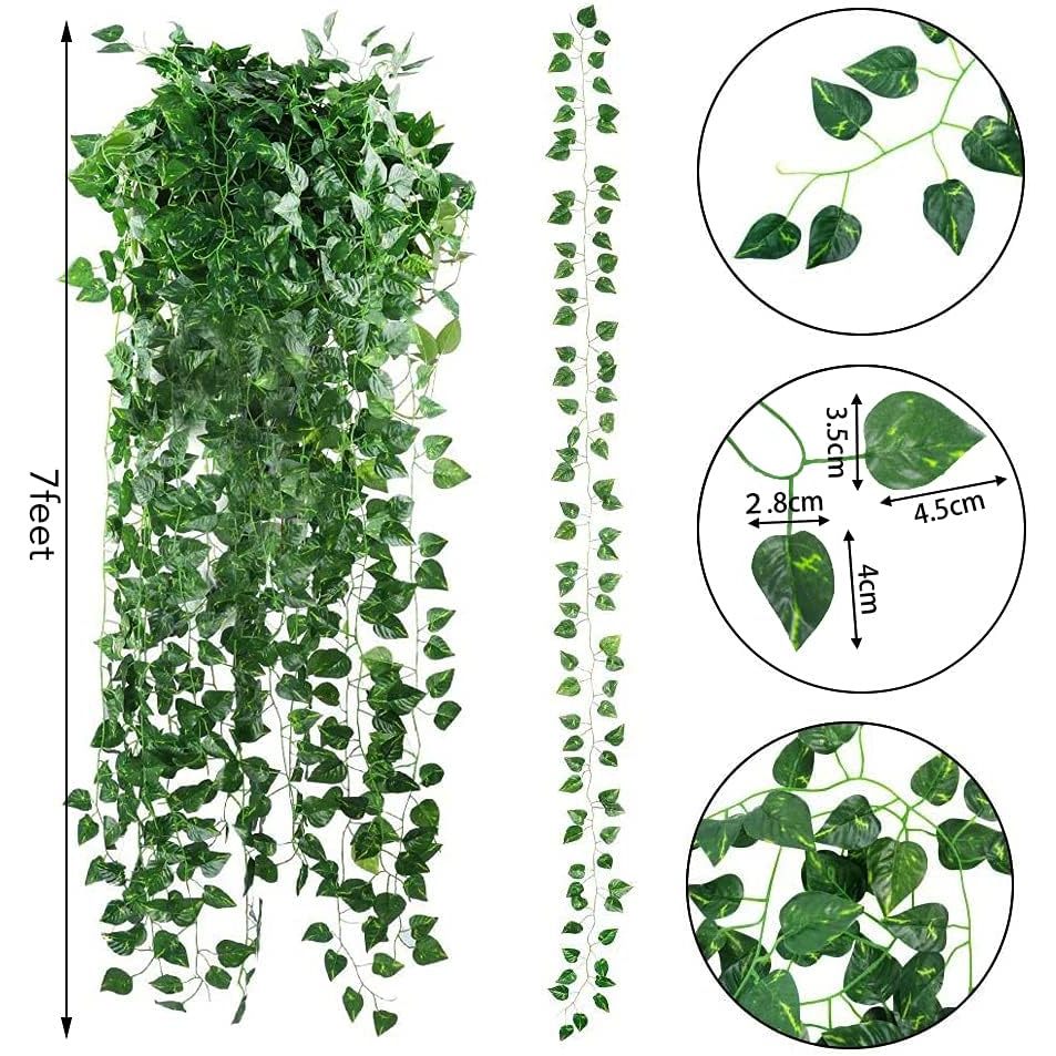 1 Vòng Hoa Cây Xanh Ivy Nhân Tạo - Cây Nho Giả Treo Phông Nền Cho Phòng Và Phòng Ngủ Trang Trí Tường, Lá Xanh Cho Tiệc Chủ Đề Rừng Và Trang Trí Đám Cưới