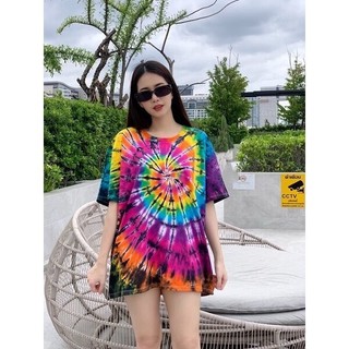 Áo thun nhuộm dây xoắn ốc áo thun ngắn tay Áo thun Unisex rất mát mẻ quần áo nữ