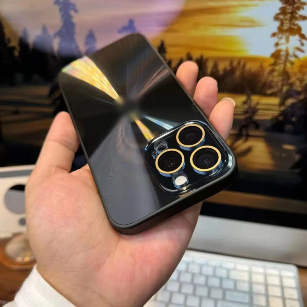 Ốp Điện Thoại Acrylic Cực Quang laser Sang Trọng Cho iPhone 11 12 13 14 15 Pro Max Chống Sốc Với màng Bảo Vệ Ống Kính Pha Lê Từ Tính Vỏ Cứng iPhone 11 Full Cover