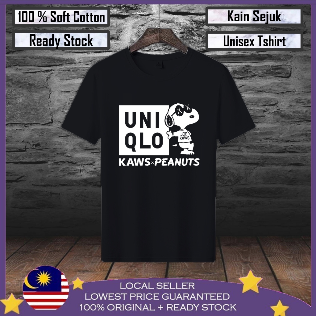 Áo THUN UNIQLO X KAWS PANUTS BAJU / UNISEX TEE 100% COTTON