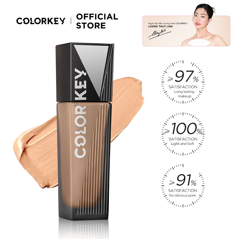 Kem nền COLORKEY dạng lỏng lâu trôi dưỡng ẩm kiểm soát dầu lâu trôi suốt 12 giờ