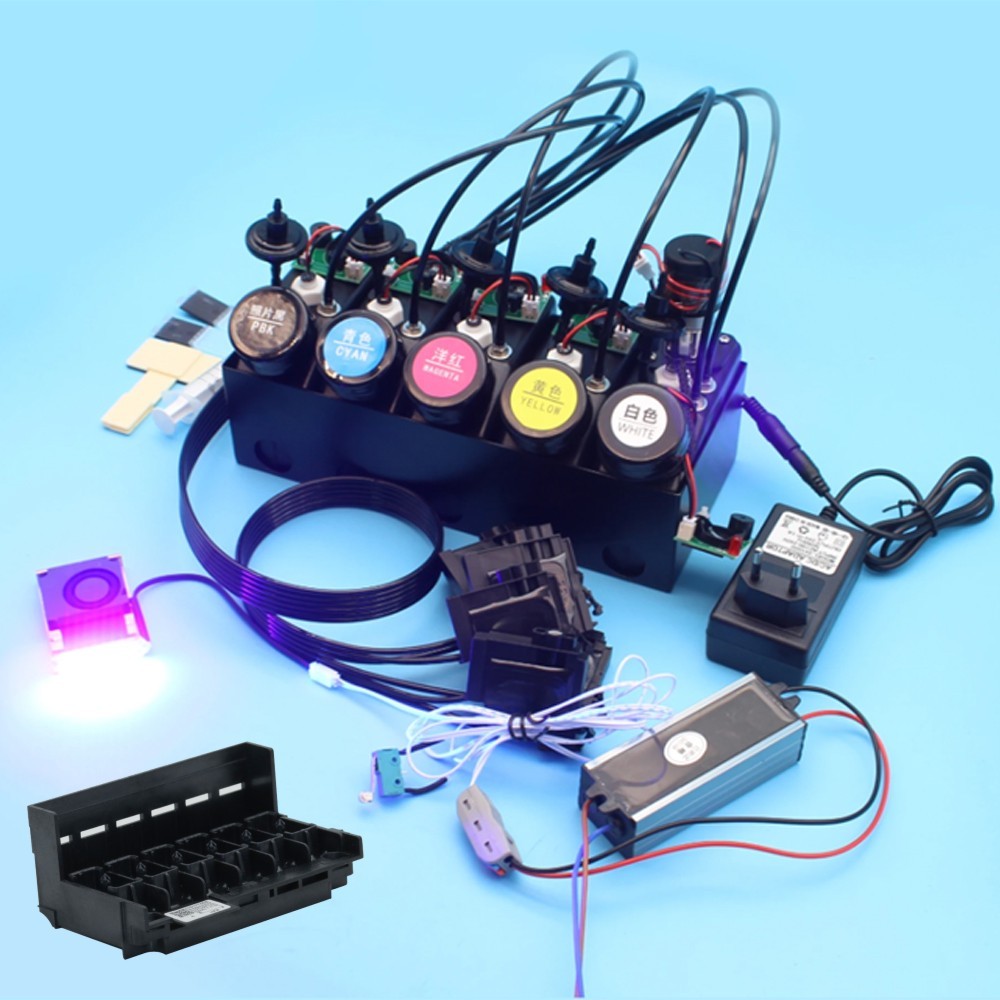 Bộ chuyển đổi Uv DTF Uv DTF Ciss với đèn chữa mực Uv cho máy in L18050 L8050 L8180 L8188 250ml Bình 