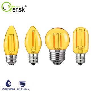 E14 E27 Bóng Đèn LED Edison Mini 0.5W 1W 2W G40 C7 C35 T22 Bóng Đèn Dây Tóc LED Retro Hổ Phách 2000K Bóng Đèn Màu Vàng Ấm Áp Cho Gia Đình