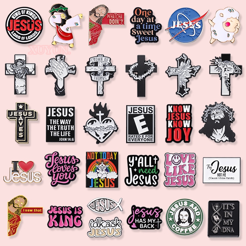 39 Phong Cách Phục Sinh Chúa Giêsu Series Men Chân Tôi Yêu Chúa Giêsu Văn Bản Kim Loại Trâm Cài Chữ Thập Huy Hiệu Quần Áo Phụ Kiện Trang Sức Quà Tặng