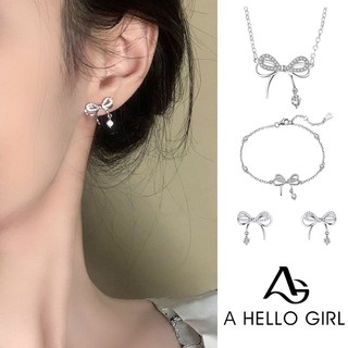 Bông tai Zircon nơ Ahellogirl dành cho nữ