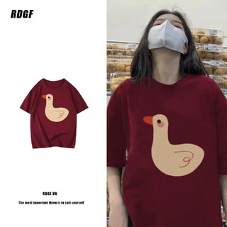 RDGF Áo thun ngắn tay cotton nguyên chất thời trang dáng rộng phong cách Hàn Quốc dành cho nữ cổ tròn oversize 240218